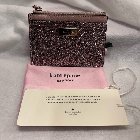 Kate Spade pink/rose gold Sunset Lane Adi coin zip mini wallet. NWT. - Picture 3 of 9